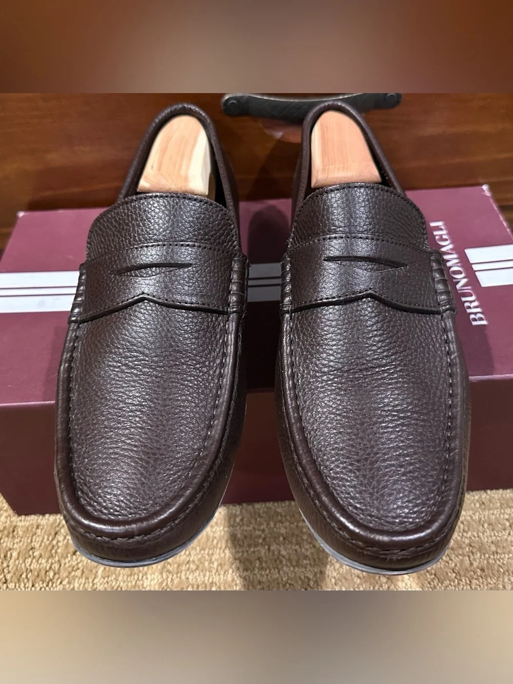 Bruno Magli Men's Classic Penny Loafers in Dark Brown 10.5